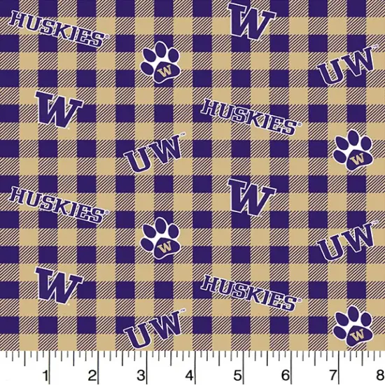 Sykel Enterprises-University of Washington Cotton Fabric-Washington Huskies Buffalo Plaid Cotton Quilting Fabric {1}