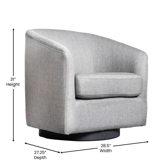 Merrick Lane Caro Upholstered Club Style Barrel Chair with Sloped Armrests and 360 Degree Swivel Base in a Vinyl Wrap Dark Gray {12}