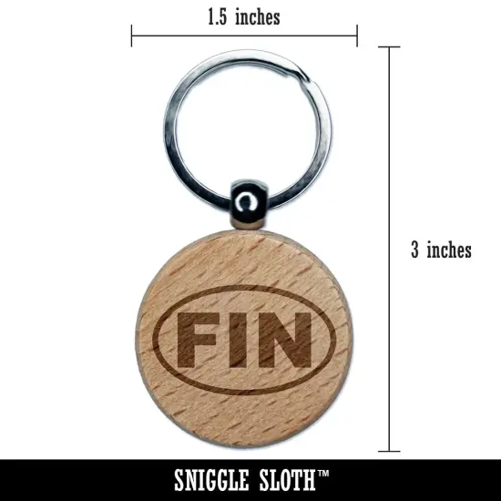 Finland FIN Engraved Wood Round Keychain Tag Charm {2}