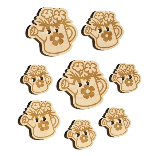 Cute Watering Can with Flowers Wood Buttons for Sewing Knitting Crochet DIY Craft {7}