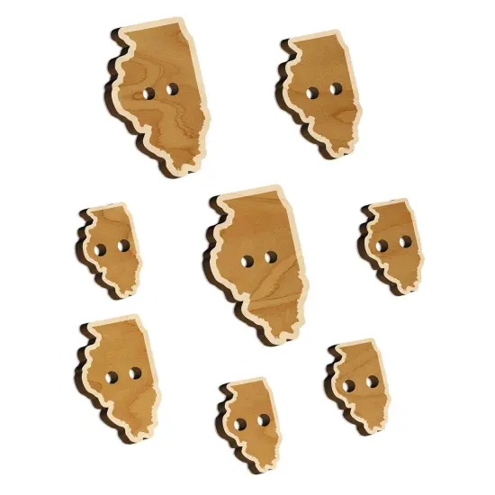 Illinois State Silhouette Wood Buttons for Sewing Knitting Crochet DIY Craft {7}