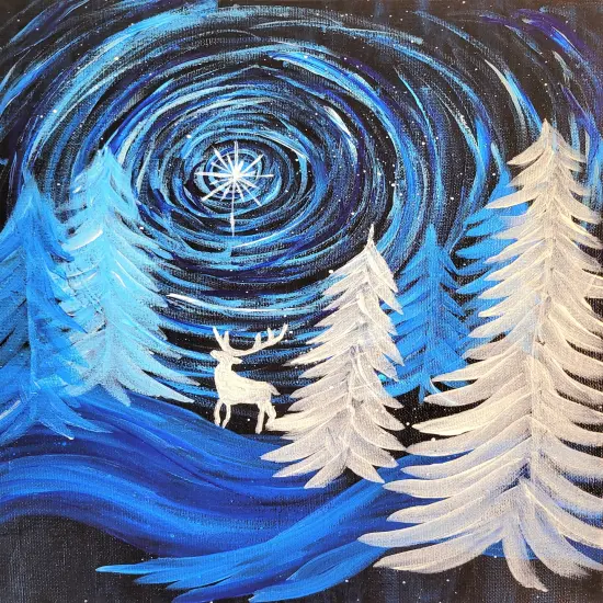 Christmas Paint Kit - Reindeer Majesty Acrylic Painting Kit & Video Lesson, Art Gift Set, DIY Christmas Craft, Beginner Painting, Paint Party {1}