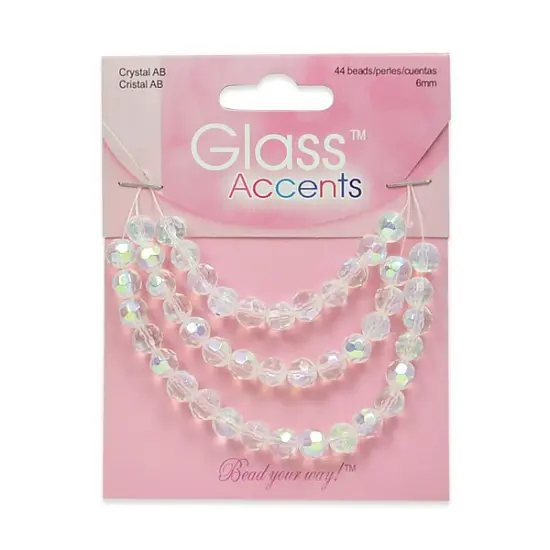 6 Packs of Round Faceted Glass Beads Pack of 44 {1}