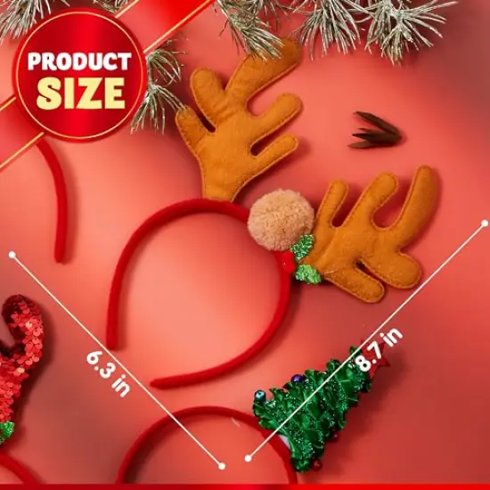JOYIN 8 Packs Christmas Headbands Christmas Head Hat Toppers Christmas Costume Accessories for Women Men Kids Christmas Parties Xmas Holiday Party Favors Photo Booth {6}