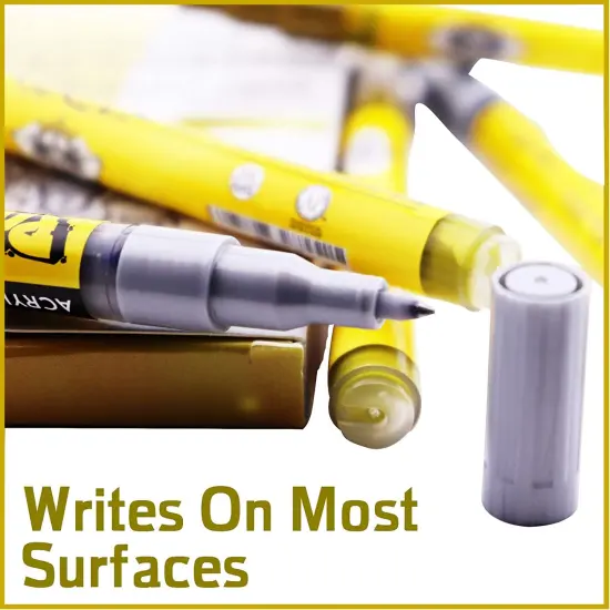 Pintar Acrylic Paint Markers - Pack of 6 Gold & Silver with 0.7 mm Tips {6}