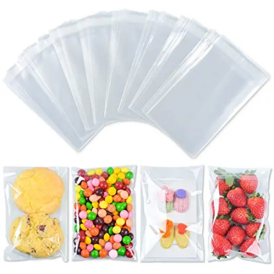 350 Pcs 4x6" Clear Cookie Bags, Self Sealing Cellophane Treat Bags, Great for Gift Giving or Party Favors Packaging, Resealable Candy, Dessert, Bakery Cello Wrapper Bags {1}