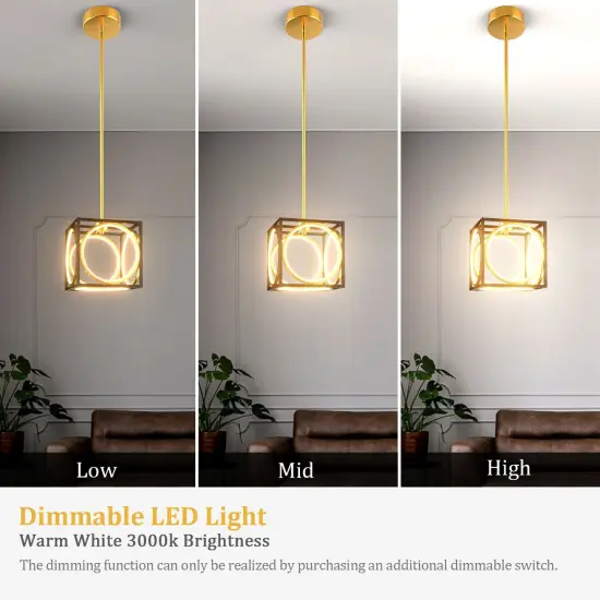 Modern LED Pendant Light with 42 Inches Adjustable Suspender Golden {5}