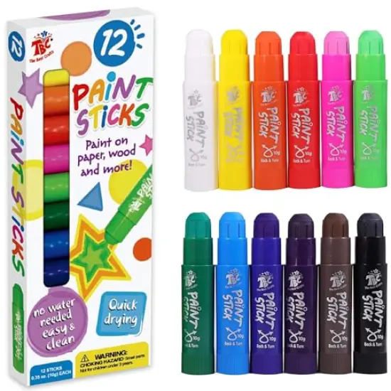 Paint Sticks,12 Classic Colors, Washable Paint, Non-toxic, Tempera Paint Sticks for Kids and Students {2}