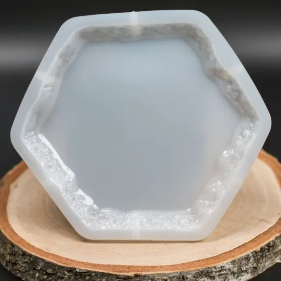 Handmade Hexagon Silicone Coaster Mold with Live Rough Edge {2}