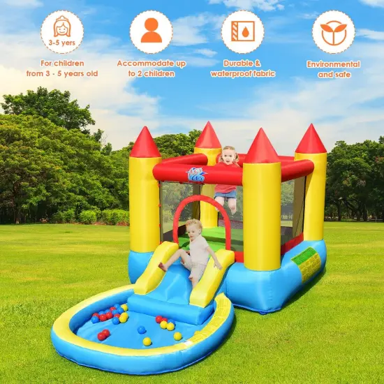 Inflatable Kids Slide Bounce House with 580w Blower {2}