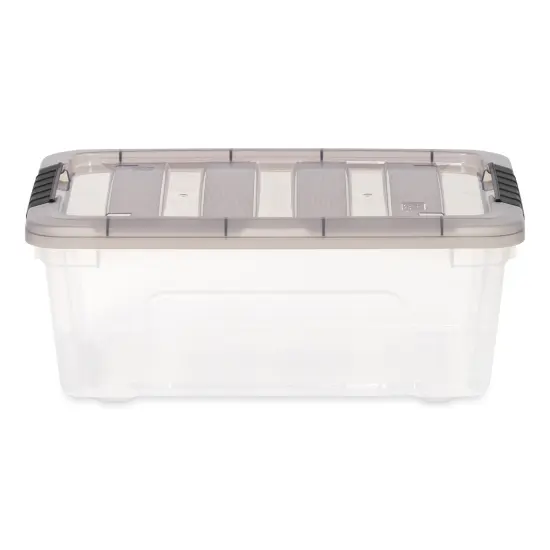IRIS USA 13 Quart Stack & Pull Clear storage Box, Gray, 8 Pack {3}