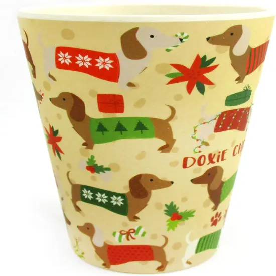 TINYMILLS Eco-Friendly Reusable Plant Fiber 14 oz Travel Mug with Christmas Wiener Dog Design {3}