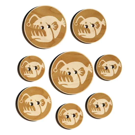 Toothy Angler Fish Wood Buttons for Sewing Knitting Crochet DIY Craft {1}