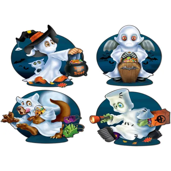 15" Set Of 4 Halloween Character Ghost Kids Cutouts Party Decorations {1}