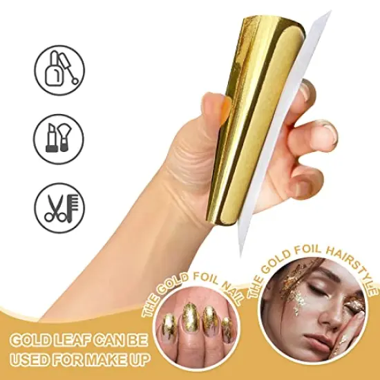 200pcs BUBIMON Imitation Rose Silver Gold Leaf Sheets Gold Foils Sheets Nail Foil for Paint, Resin, Nails, Jewelry, Slime, Arts, Gilding Crafting, Decoration, Sculpture, Furniture {3}