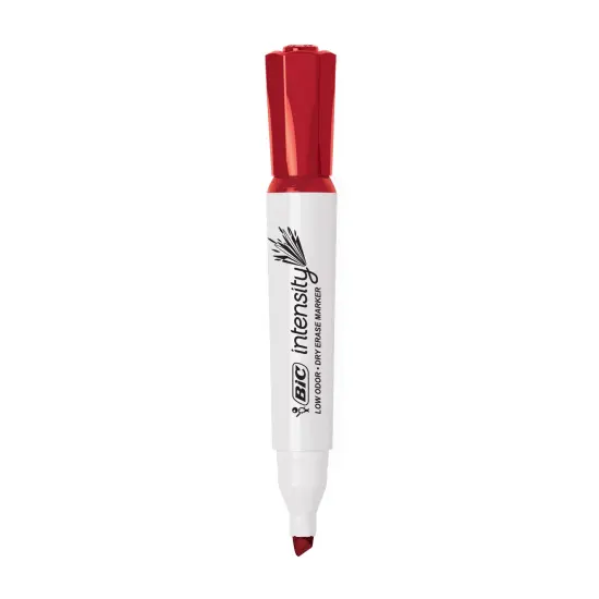 BIC Intensity Low Odor Dry Erase Marker, 12 Pack, Chisel Tip, Red, Erases Cleanly, Non-Toxic Markers {4}