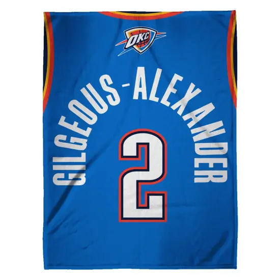 Sleep Squad Oklahoma City Thunder Shai Gilgeous-Alexander 60&rdquo; x 80&rdquo; Plush Jersey Basketball Blanket {3}
