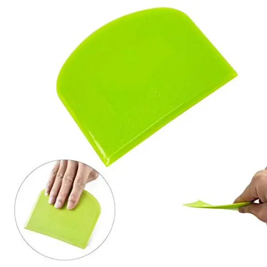 2 Pieces Dough Scraper Bowl Food-safe Plastic Dough Cutter Flexible Bench Multipurpose Food Scrappers for Bread Dough Cake Fondant Icing, White, Green {5}