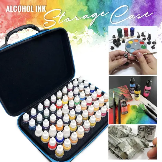Alcohol Ink Storage Carrying Case Organizer by Pixiss, Large Size Stores 60x 0.5-Ounce Bottles of Alcohol Ink, Stickles, Glossy Accents or Reinkers, Travel Case (Ink not Included) {3}