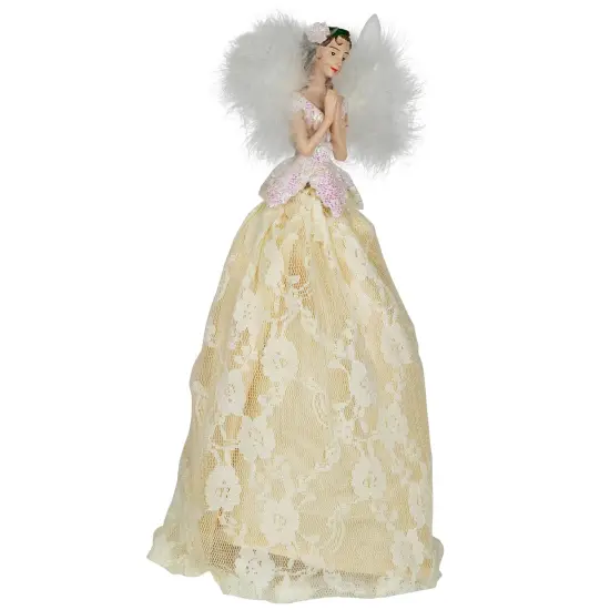 Northlight 10" Champagne and White Angel Christmas Tree Topper, Unlit Ivory {5}