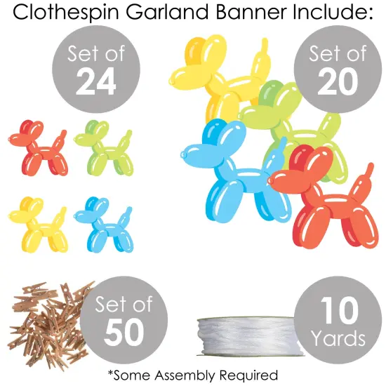 Big Dot of Happiness Balloon Animals - Happy Birthday Party DIY Decorations - Clothespin Garland Banner - 44 Pieces {6}