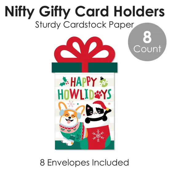 Big Dot of Happiness Christmas Pets - Cats and Dogs Holiday Party Money and Gift Card Sleeves - Nifty Gifty Card Holders - Set of 8 {5}