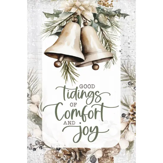 Good Tidings Christmas Wood Plaque with Easel and Hook Wall Tabletop Art - 4 inches x 6 inches {1}