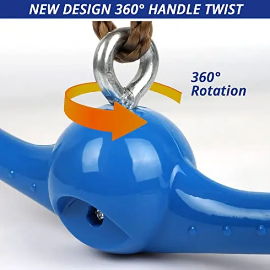 Ninja-Twister Swing Spins Set: Slackline Attachments - 360&deg; Handle Twist-Spin Flips Toy Activate Ninja Powers Warrior Accessories Kids Hang Toys for Playground Backyard Blue {6}