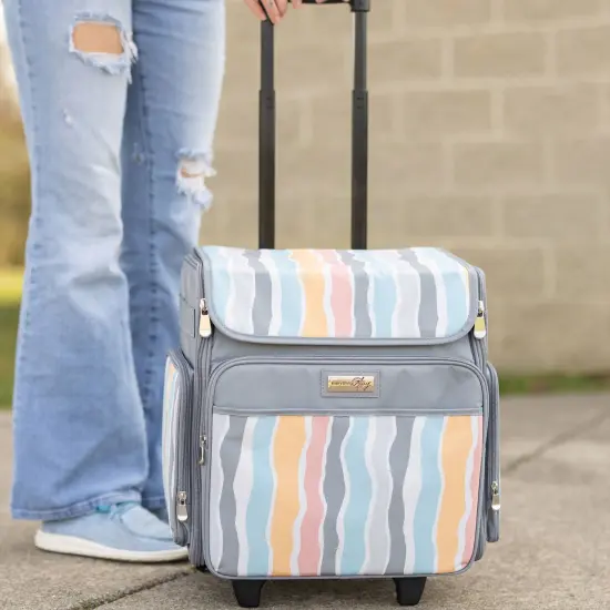 Collapsible Rolling Scrapbook & Featherweight Case, Grey Stripes {4}