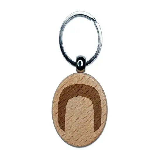 Horseshoe Mustache Moustache Silhouette Engraved Wood Round Keychain Tag Charm {1}