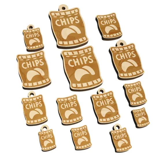 Bag of Potato Chips Snack Mini Wood Shape Charms Jewelry DIY Craft {7}