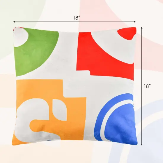 Costway 4 PCS Square Throw Pillows Removable & Washable Velvet Pillow 18''x18'' Red {3}