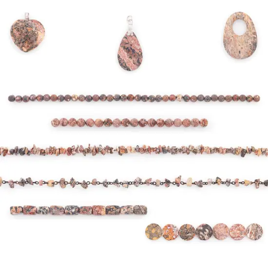 Leopard Jasper Natural Gemstone Beads and Pendants Value Pack {1}