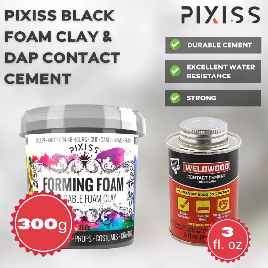 Air Dry Clay Foam (Black 300g) and EVA Foam (35cm x 150cm x 5mm Foam Roll) and DAP Weldwood Contact Cement (3oz) - Cosplay Foam and Clay Kit with Contact Cement Adhesive for DIY, Sculpting {3}