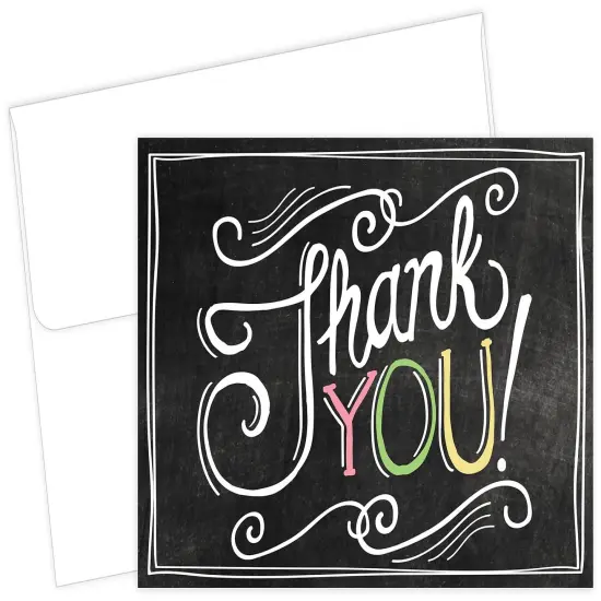 Great Papers! Thank You Note Card and White Envelope, Chalkboard, 4.75" x 3.375"(folded), 24 count {1}