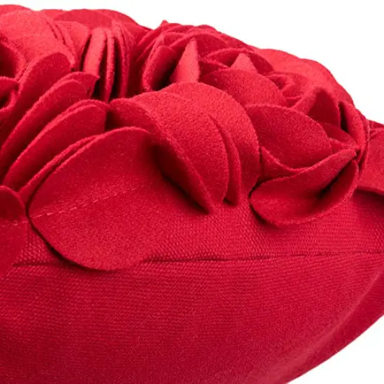 14x16 Inch Red 3D Flower Throw Pillow Cover Aesthetic Decorative Valentines Day Accent Pillow Case Heart Shaped Cushion Handmade Pillowcase for Girls Bed Bedroom Couch Gift {4}