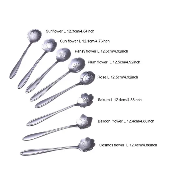 Kitcheniva Magic Floral Stainless Steel Tableware Coffee Spoon Set 8 Pcs Silver {5}