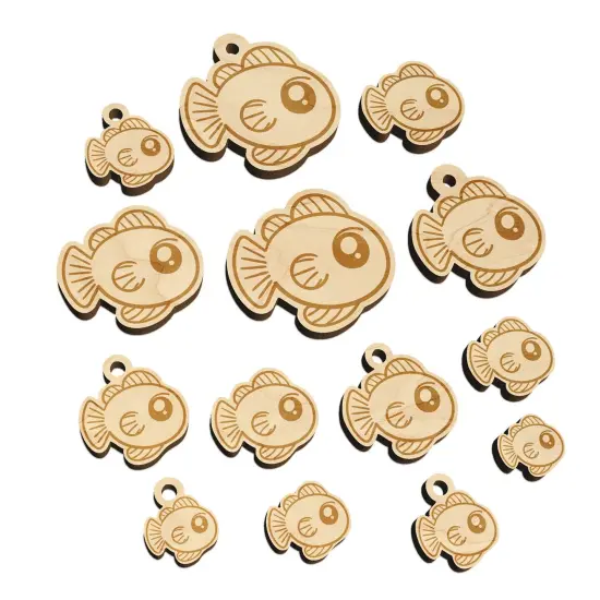 Kawaii Fish Mini Wood Shape Charms Jewelry DIY Craft {7}