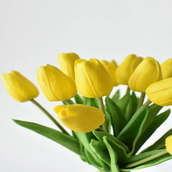 13.5" Faux Real Touch Yellow Tulip Bundle : 12 Stems {4}