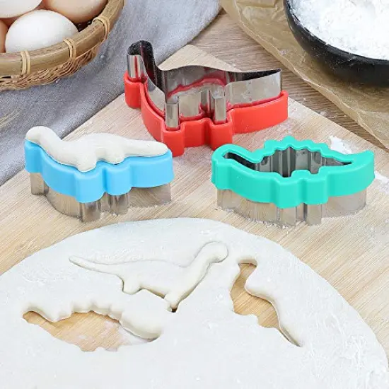 8 Pack Dinosaur Cookie Cutters Set - Stainless Steel Shaped Cookie Candy Food Cutters Molds for DIY, Kitchen, Baking, Kids Dinosaur Theme Birthday Party Supplies Favors {5}