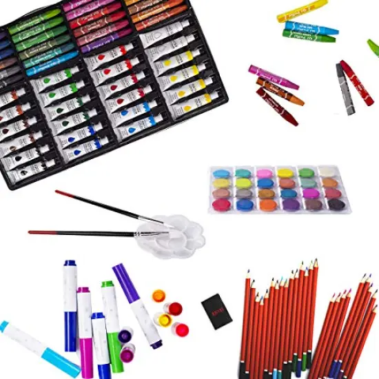 139 Piece Art Sets & Crafts Kit with Sketch Pads, Deluxe Wooden Box for Artist Beginners Girls Boys (Light Brown) {5}