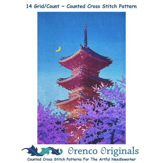 Evening Glow Counted Cross Stitch Pattern by Kawase Hasui {1}