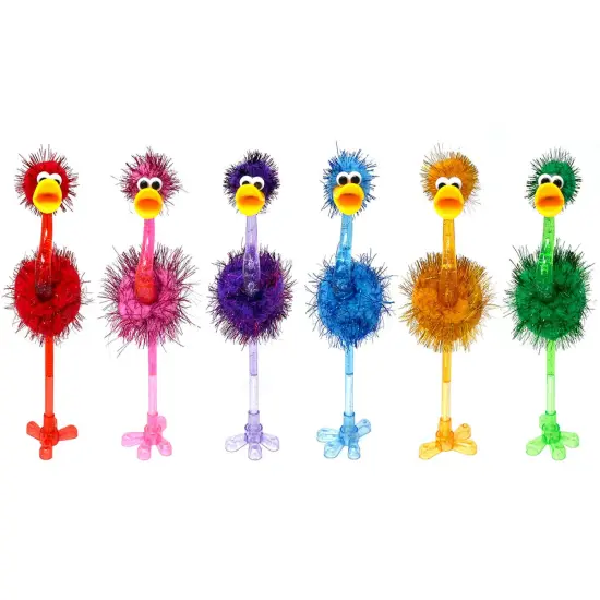 Wrapables Ostrich Ballpoint Pens, Novelty Pens for Office and Party Favors (Set of 6) {1}