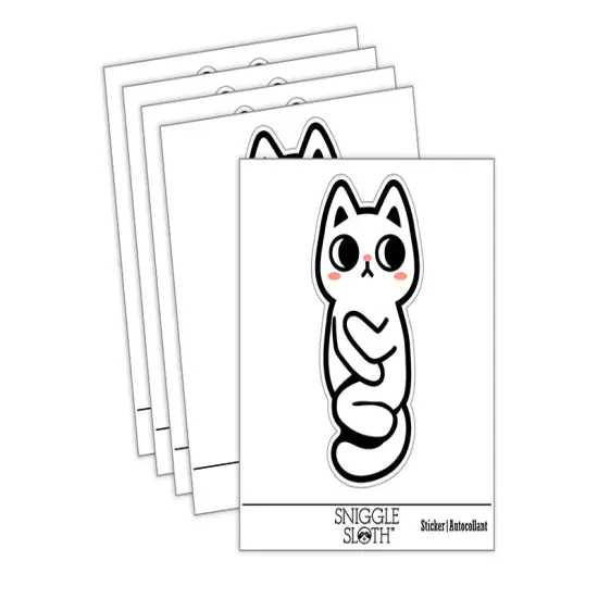 Shy Pocket Cat Hiding Waterproof Vinyl Phone Tablet Laptop Water Bottle Sticker Set - 5 Pack {2}