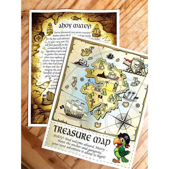 Kid's Treasure Chest with Replica Pirate Coins/Foreign Coins/Gems/Necklace Coin Jewelry  {6}