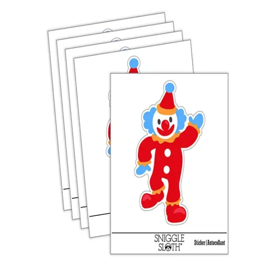 Waving Clown Circus Carnival Waterproof Vinyl Phone Tablet Laptop Water Bottle Sticker Set - 5 Pack {2}