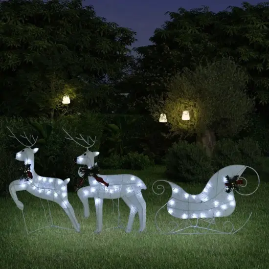 White Reindeer & Sleigh Christmas Decoration with 60 LEDs {2}