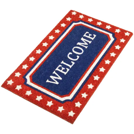 Northlight "Welcome" Americana Outdoor Coir Doormat - 18" x 30" Red {5}