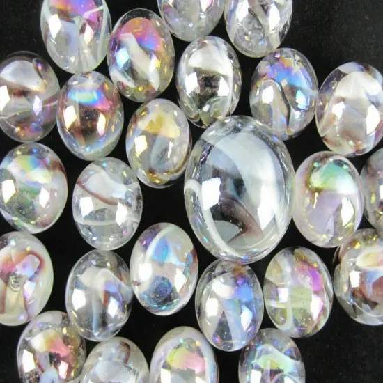 25 Glass Marbles POLAR BEAR Translucent Brown/White Game Pack Shooter Swirl {3}