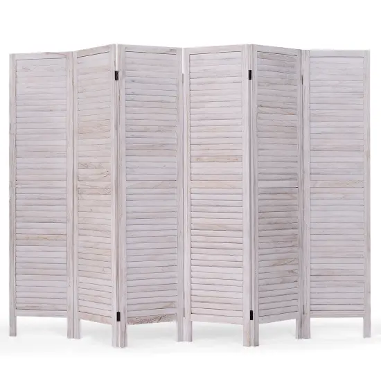 6 Panels Classic Venetian Wooden Slat Room Screen Brown {7}